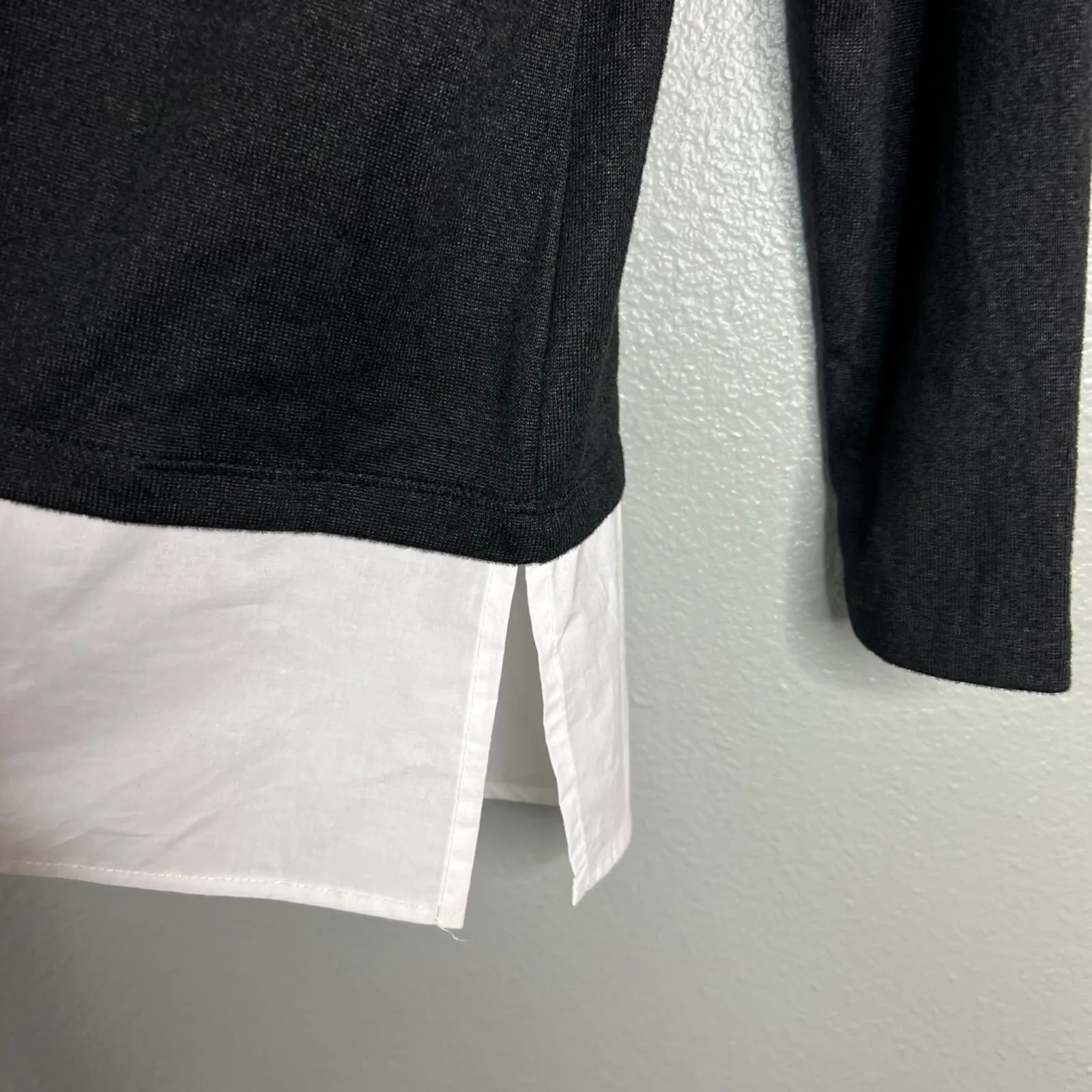 Preston & York Layered Lightweight Sweater Knit Top Size S Black White NWT - Image 5