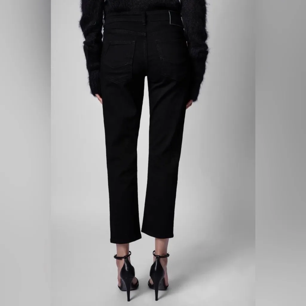 Zadig And Voltaire Boyfit Eco Noir Jeans 24 Black Straight Leg Edgy Minimal Chic - Image 2