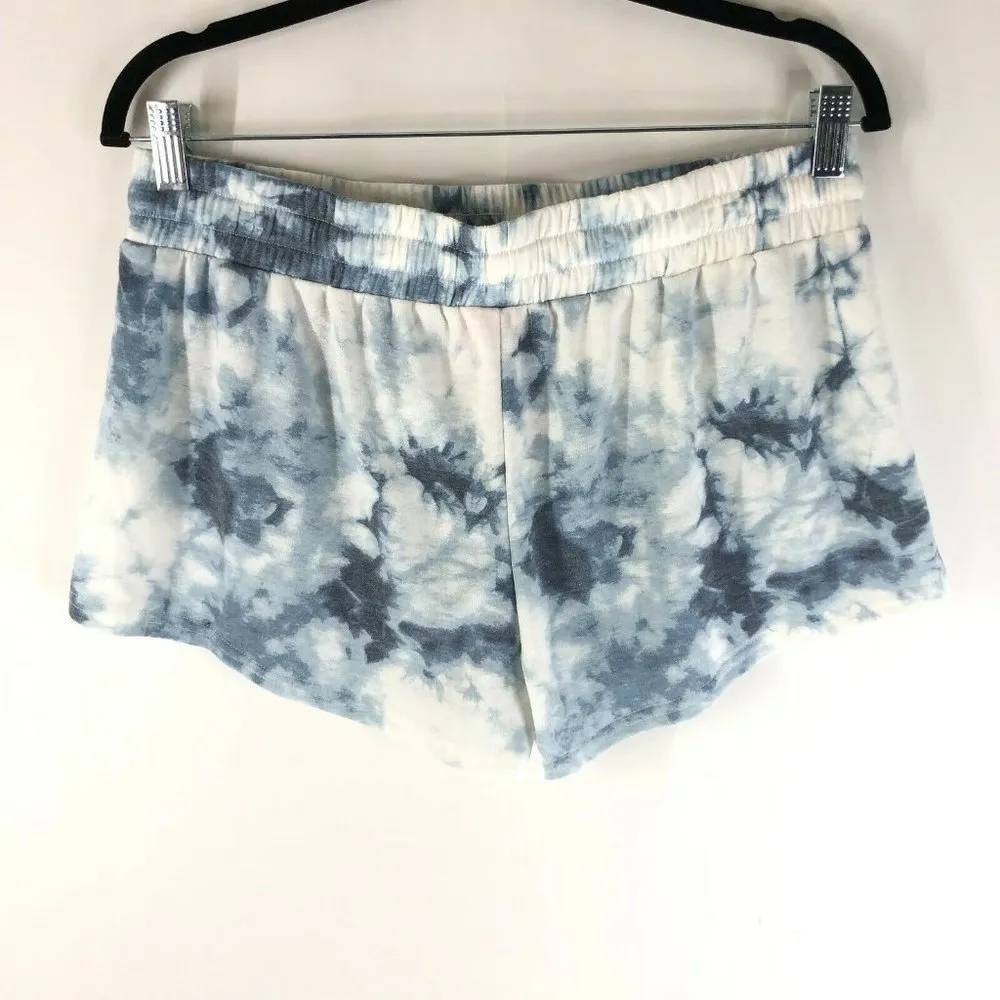 Cozy Rozy Womens Lounge Shorts Pull On Elastic Waist Tie Dye Blue White XL - Image 2