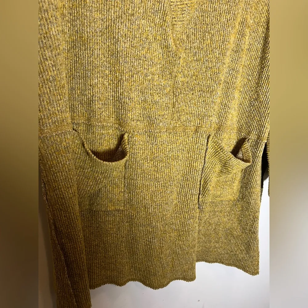 Tru Luxe Jeans Mustard Knit Textured V Neck Cowl Neckline Tunic XL Mustard Yellow - Image 4