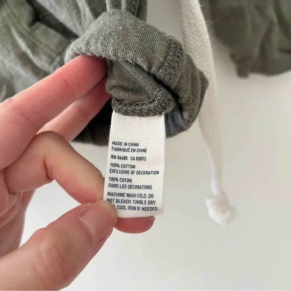 ⭐️American Eagle Outfitters AEO Khaki Green 3/4 Sleeve Hooded V neck pullover XS - Image 5