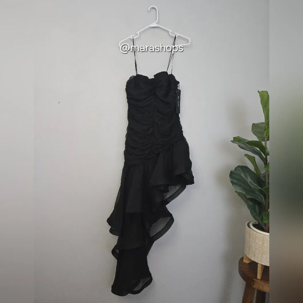 Elliatt Demi Ruffled Midi Black Dress - Image 4