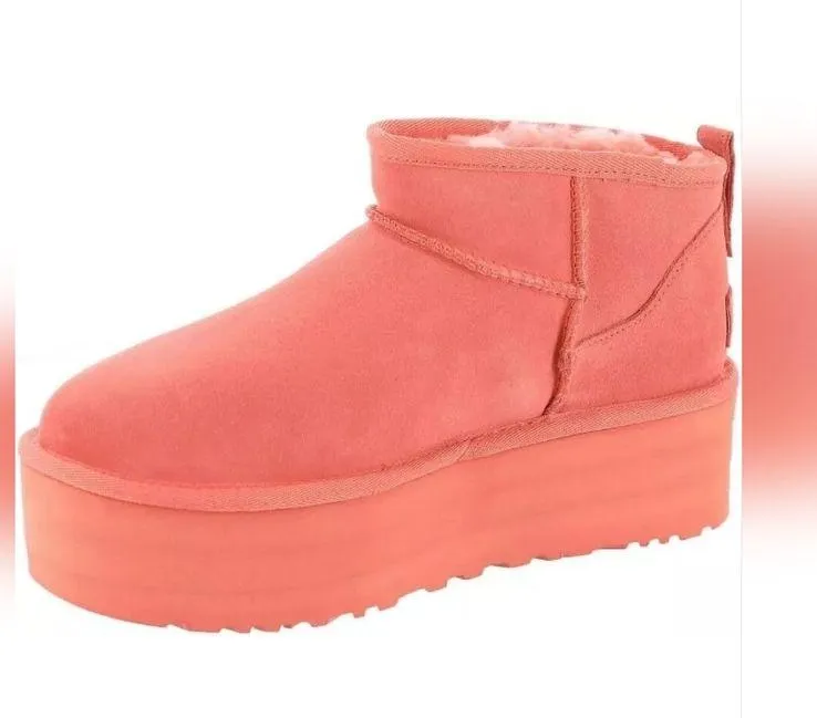 NWT UGG Classic Ultra Mini Platform Vibrant Coral Women's Ankle Boots Size 7 - Image 4