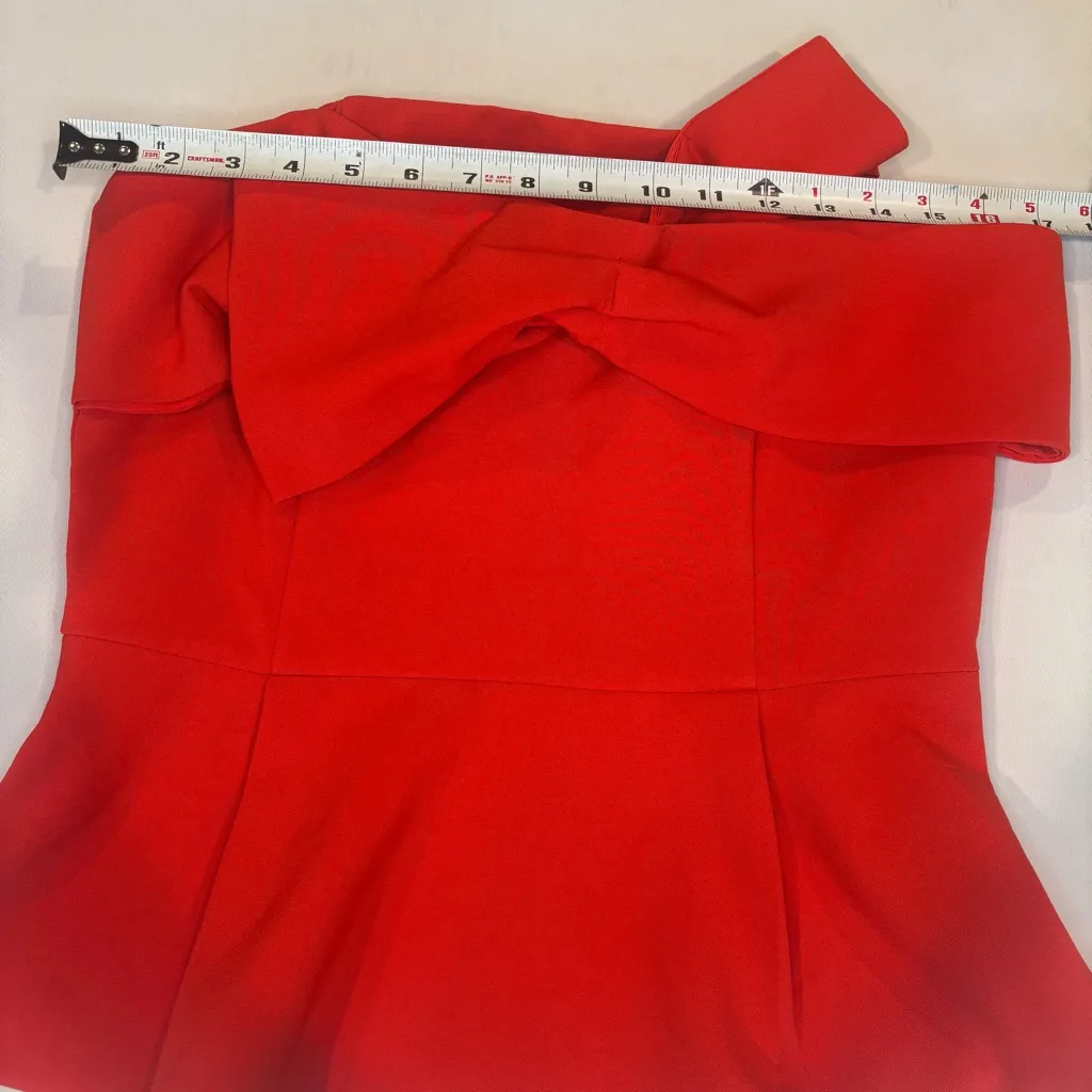 NWT ANTHROPOLOGIE ADELYN RAE Bright Red Peplum Corseted Strapless Top Sz Medium - Image 5