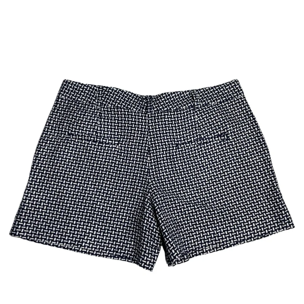 French Connection Bonser Check Shorts Size 8 Navy Blue and White High Rise - Image 7