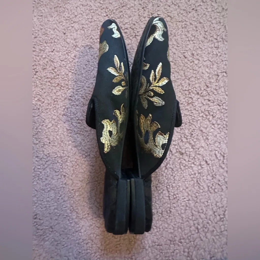 EUC BIRDIES Size 8 Phoebe Black Floral Jacquard Slides Slip On Mules - Image 5