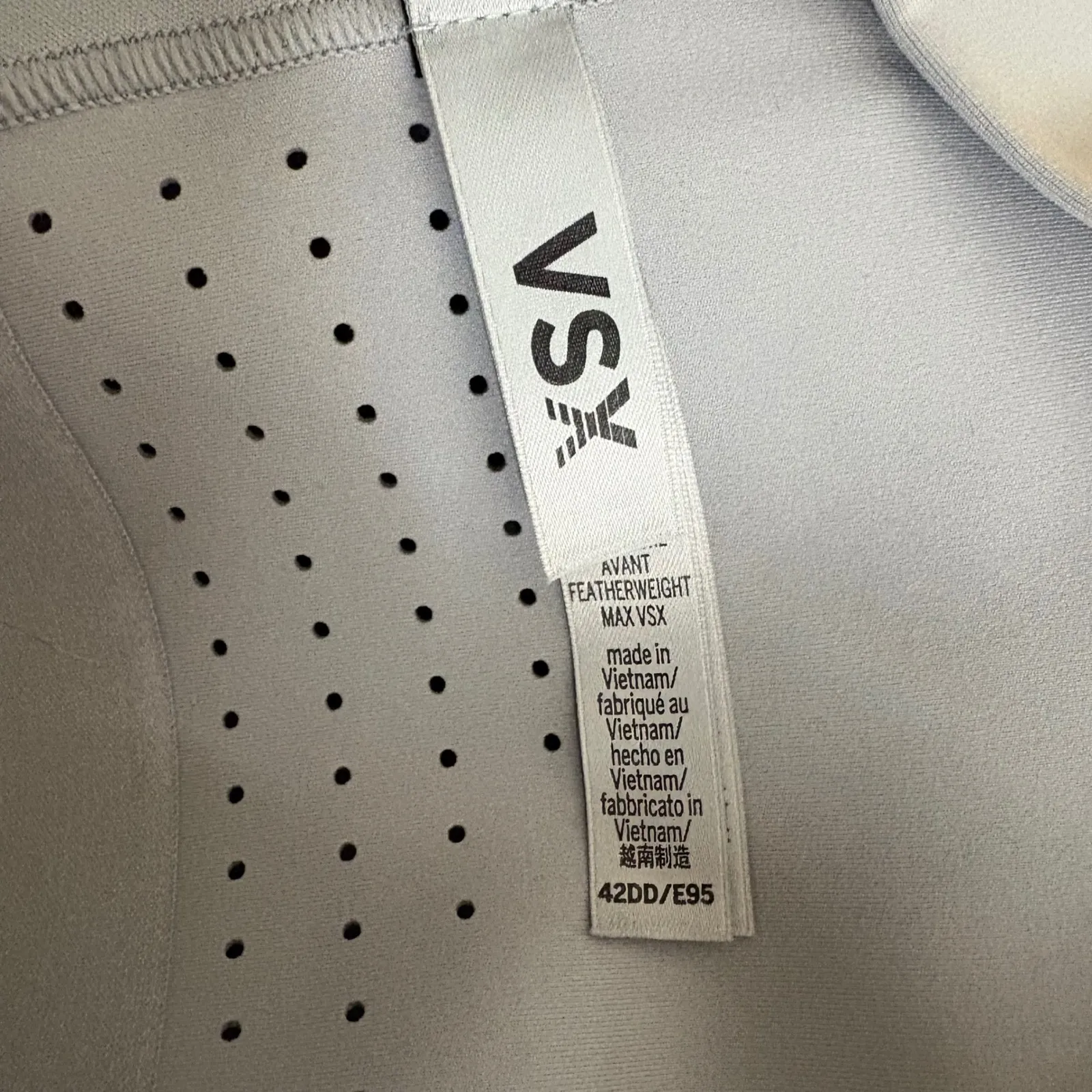 VSX Sport Bra High Support Front Zip Perforated Gray Women's Size 42DD E95 - Image 5