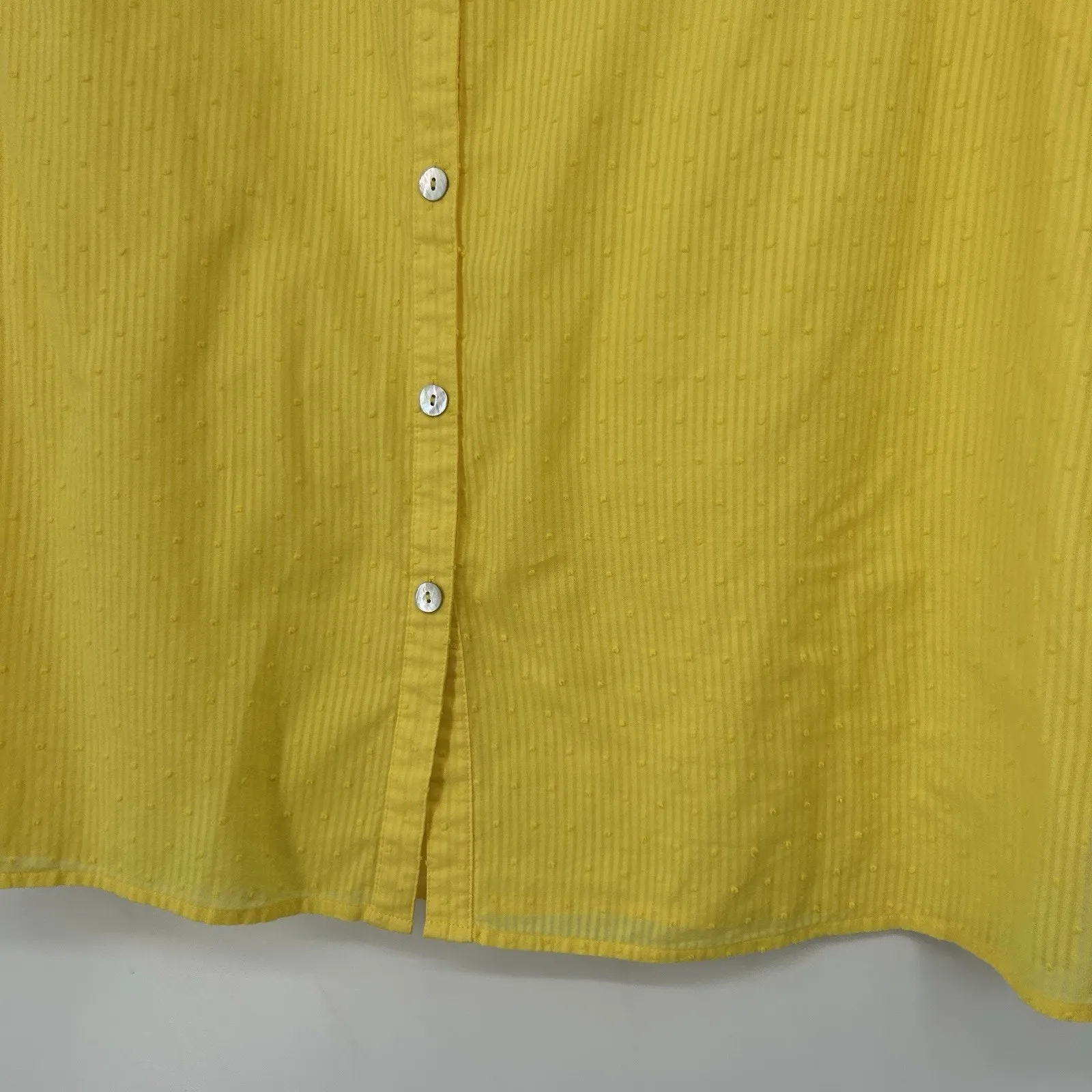 Chicos Additions 3 Size XL Yellow Button Up Shirt Swiss Dot 3/4 Sleeve - Image 5