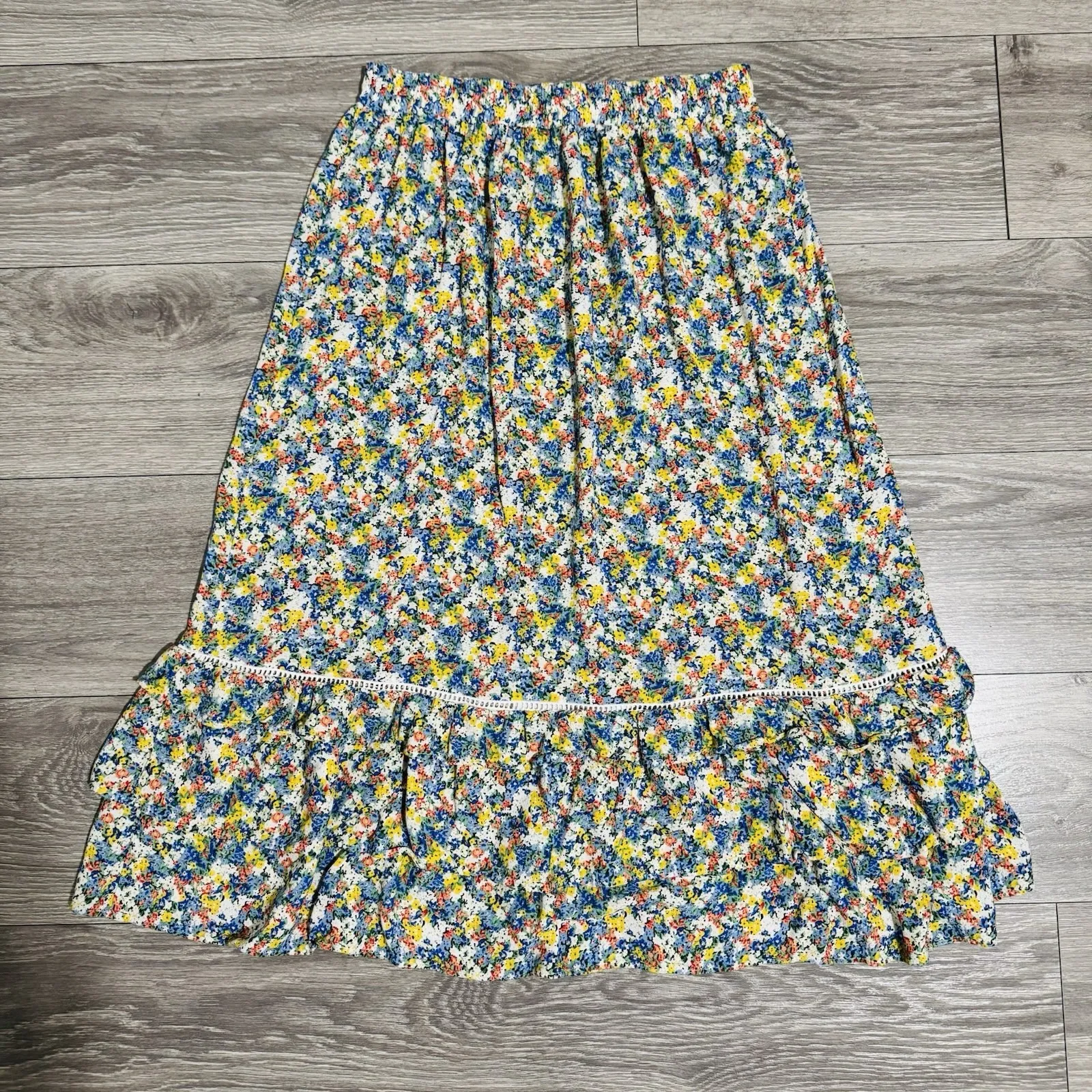 Cynthia Rowley Vintage Floral Cottagecore Bohemian Layered High Waist Skirt M - Image 8