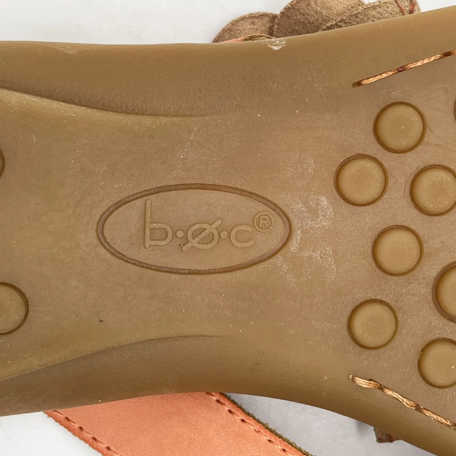 BOC Børn Womens 8 Thong Sandals Orange Vegan Leather Flower Flip Flop Slide Shoe - Image 9