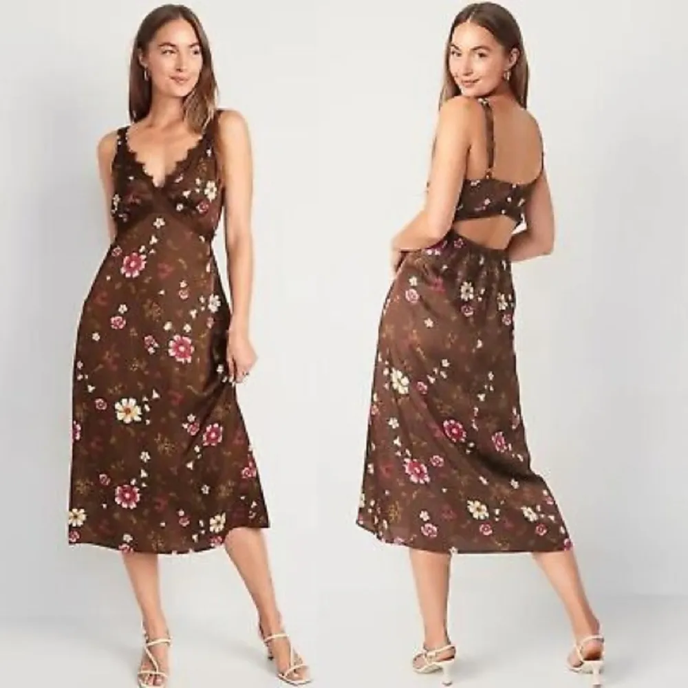 Old Navy Brown Maxi Satin Dress - Image 3
