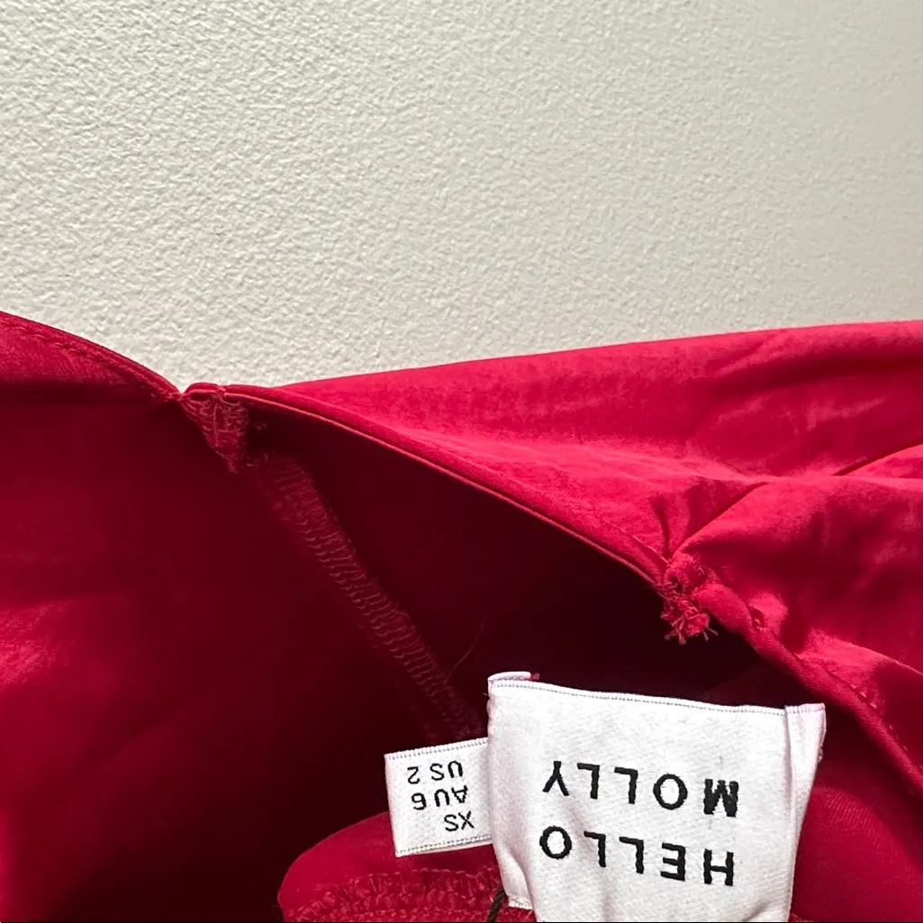 Satin Wine Red Open Back Dress - Image 4