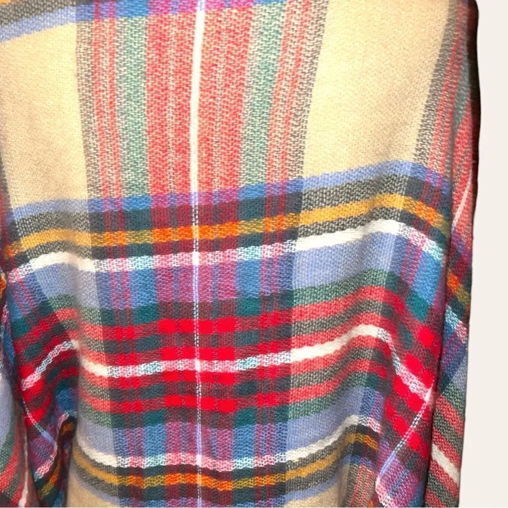 Fall plaid wrap with fringe hem. Red - Image 4