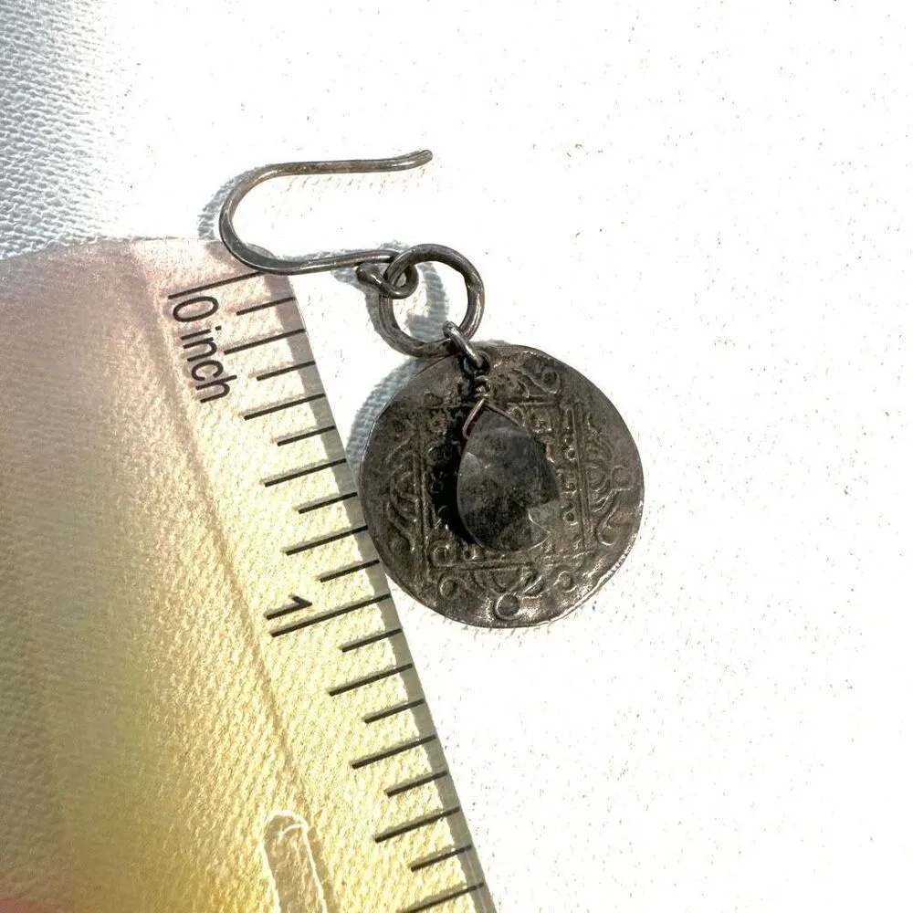 Sterling silver labradorite ancient riviera coin earrings - Image 8