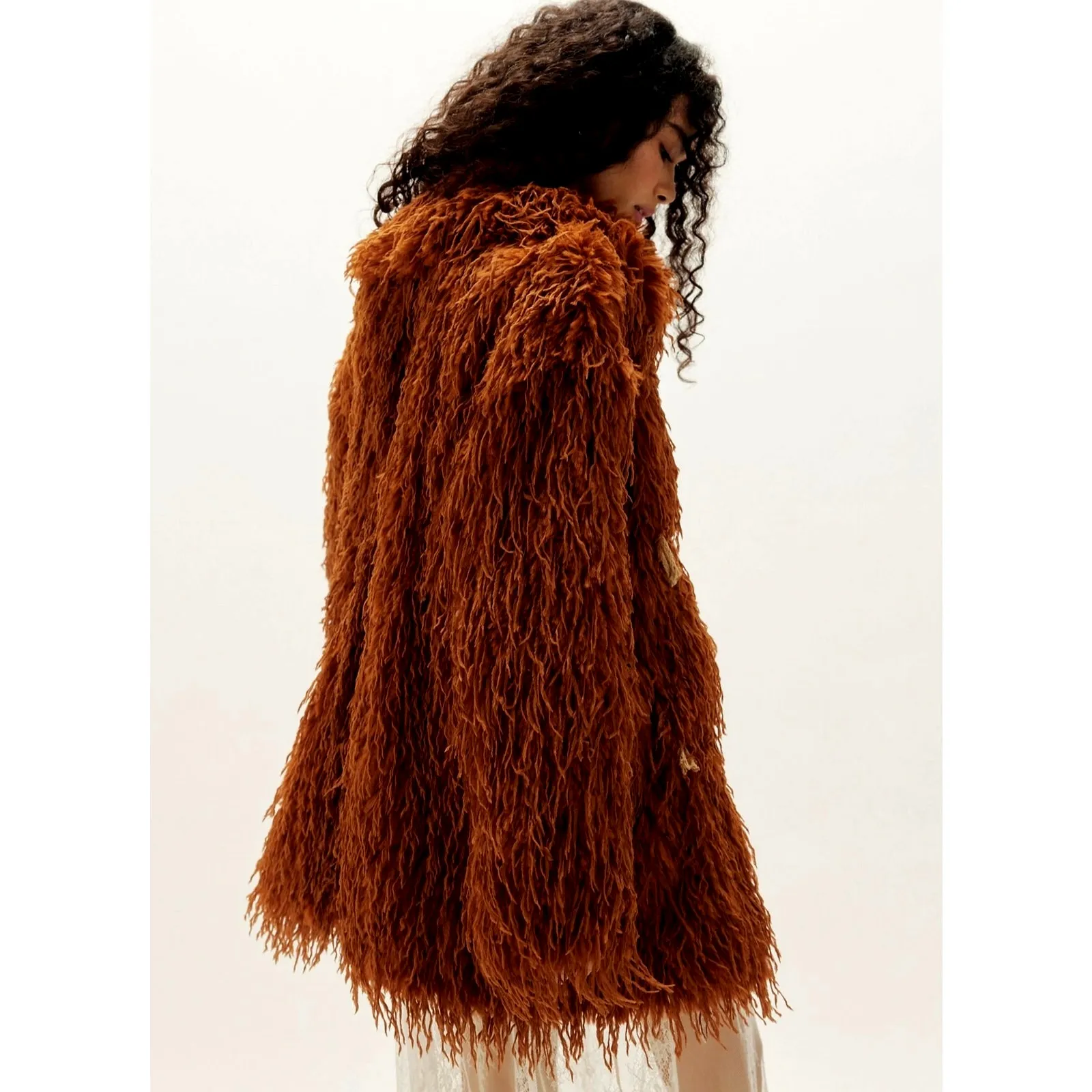 Free People Fluttering Heart Faux Fur Jacket Cloves size M - Image 6