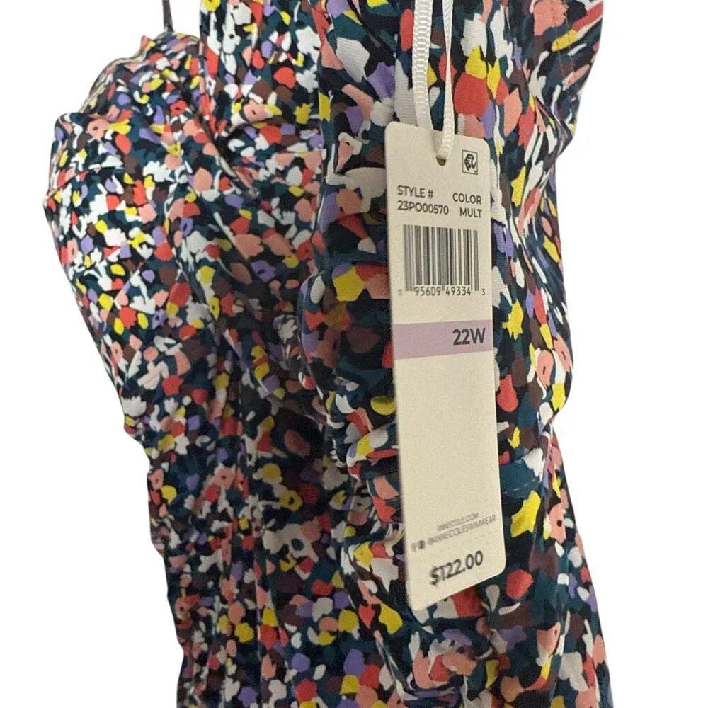 Anne Cole Twist Front Shirred Confetti Multicolor One Piece Swimsuit Plus 22W - Image 8