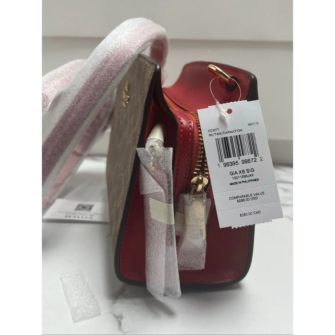 🔥🎁NWT! Coach Gia Crossbody Bag In Sig Canvas Tan/Carnation CCK77 Msrp: $298.00 - Image 4