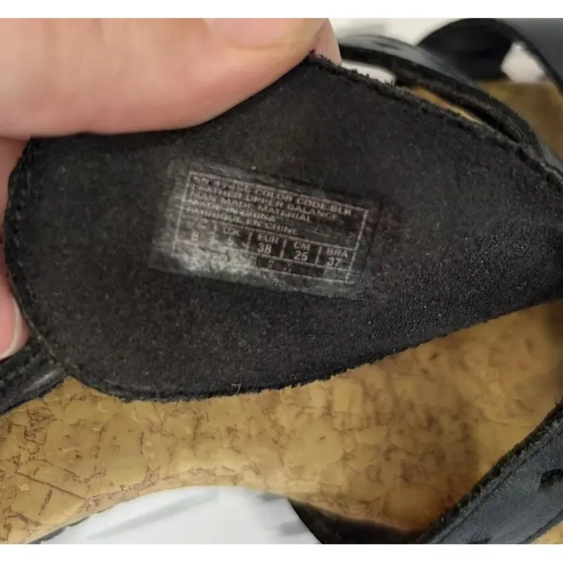 Skechers Caliper Women Black Leather Gladiator Strappy Cork Footbed Sandals Sz 8 - Image 7