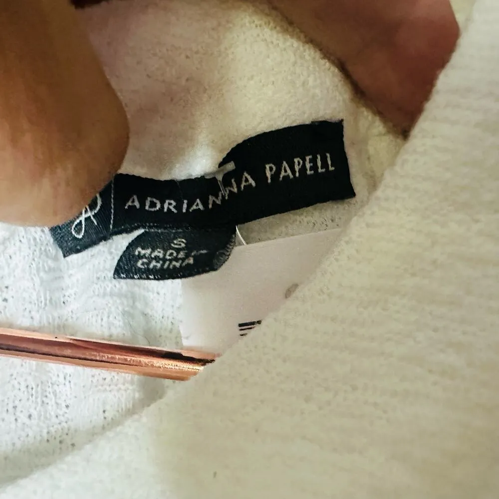 NWT ADRIANNA PAPELL White Crepe Sleeveless Crochet Lace Trim Tank Top Size Small - Image 6