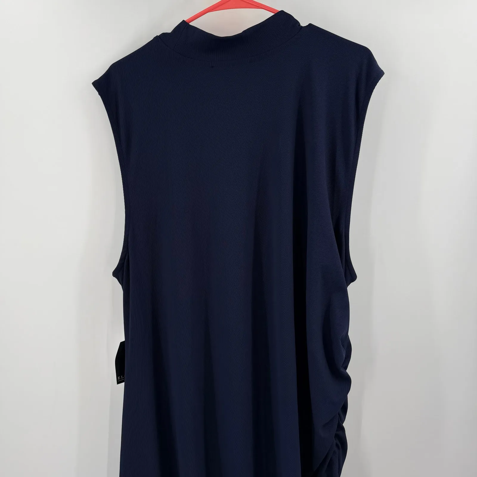 Eloquii Dress Women's Size 26 Navy Blue Sleeveless Ruched Midi NWT Plus Curvy - Image 8