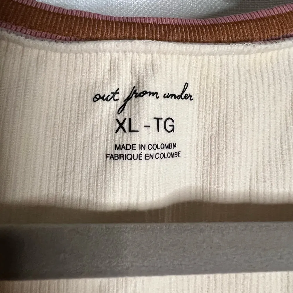 Out From Under Go For Gold Seamless Surplice Cream Ribbed Crop Top XL - Image 6