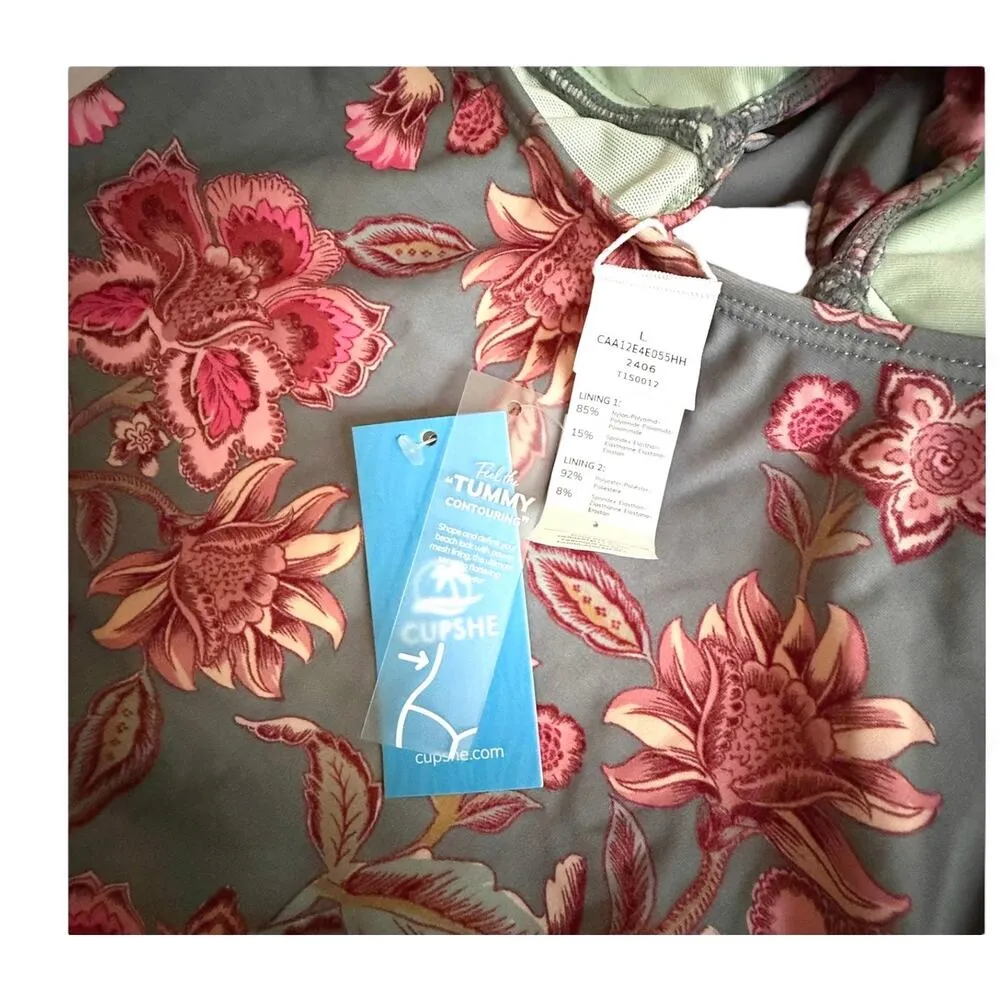 NEW Cupshe SWIMSUIT Womens LG One Piece Tummy Control V Neck Twist Cutout Ruched - Image 8