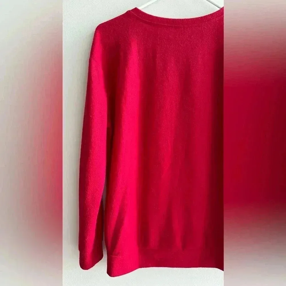 Ho Ho Nope Cat Ugly Christmas Sweater, Red Holiday Sweater, Glitter, Size Med - Image 14