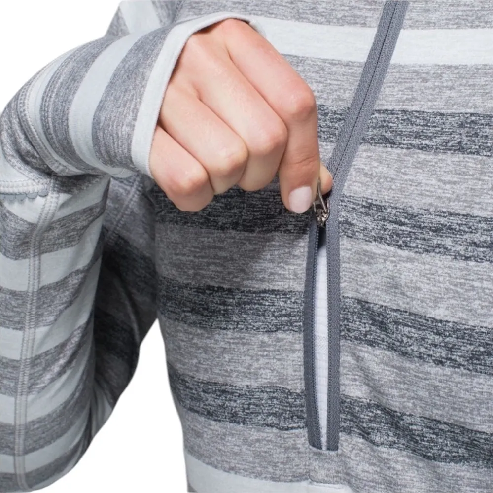 Lululemon Race Your Pace 1/2 Zip in Marshmallow Stripe Heathered Slate Size 4 - Image 5