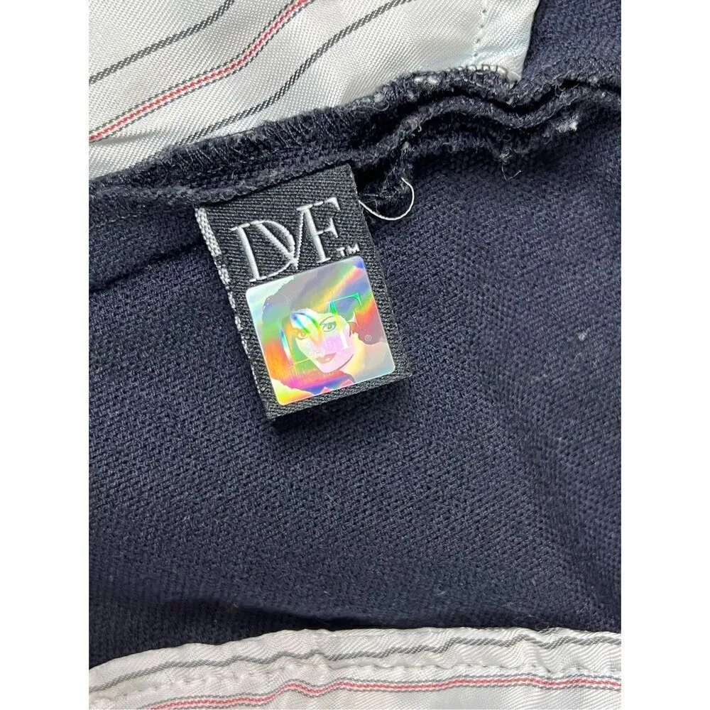 Diane Von Furstenberg Cuffed Mid Rise Pleated Navy Wool‎ Shorts sz 4 Modern - Image 8