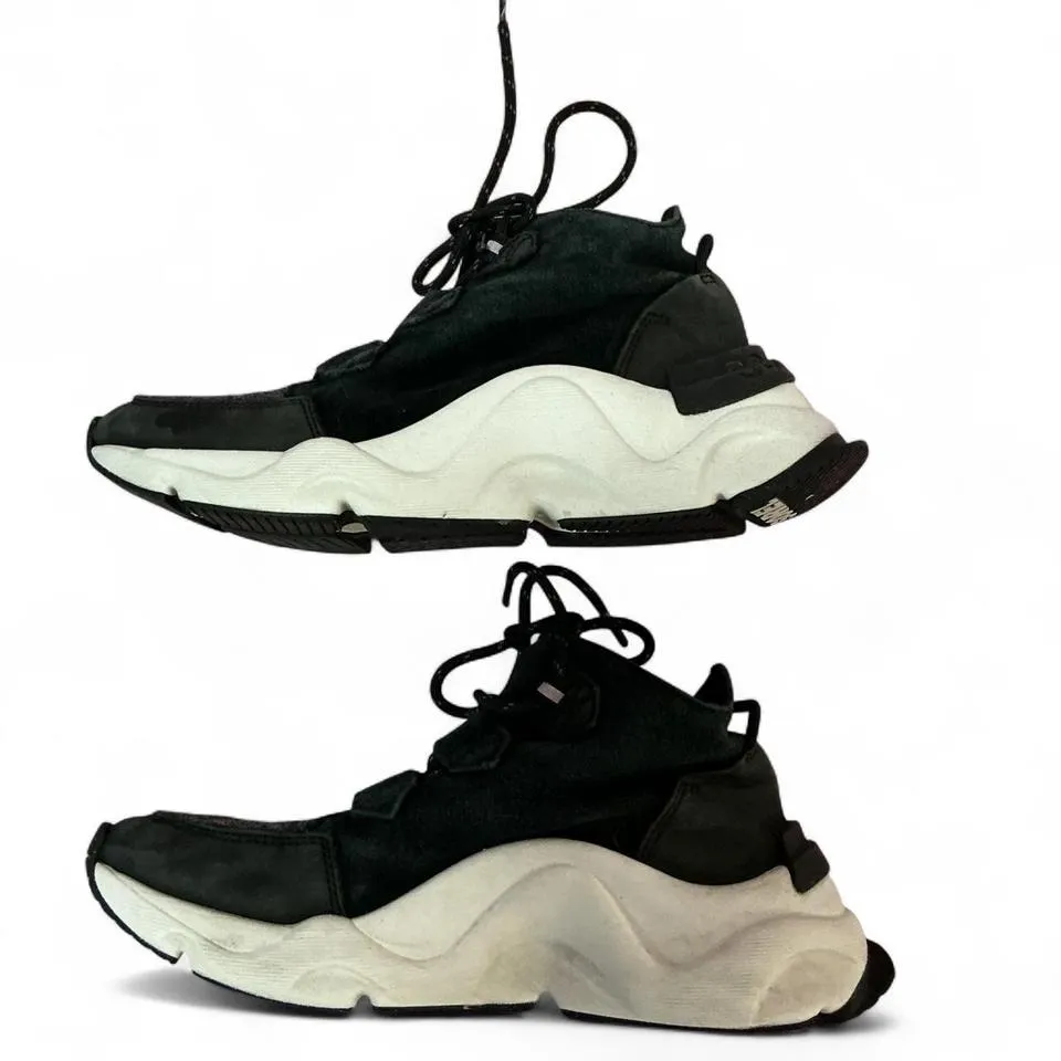 Sorel Black Suede‎ High Top Sneakers Sculpted White Sole Urban Casual Shoes - Image 2