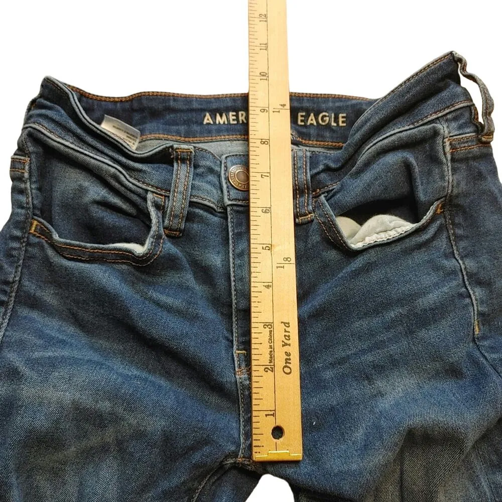 American Eagle AE Size 2 Jegging Jeans Distressed Hole Cotton Blue - Image 12