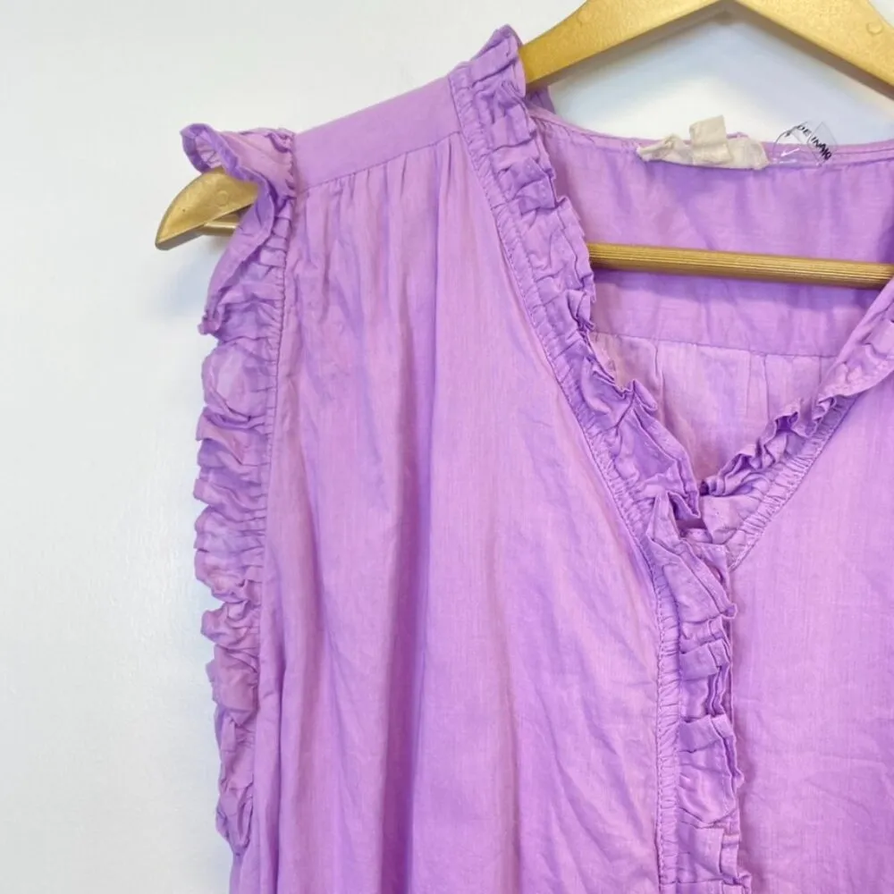 Elan Purple Ruffle Button Down Waist Tie Dress - Image 5