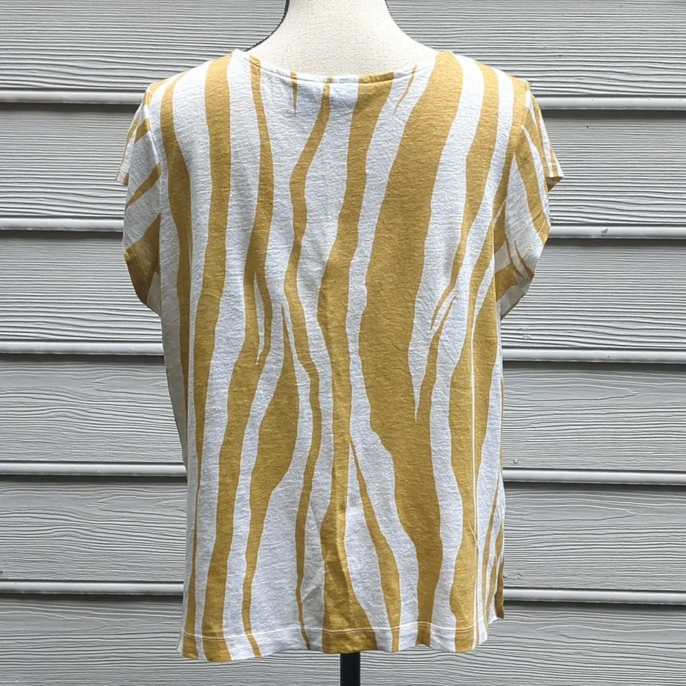 Tahari Linen Tiger Print Cap Sleeve Top - Image 5