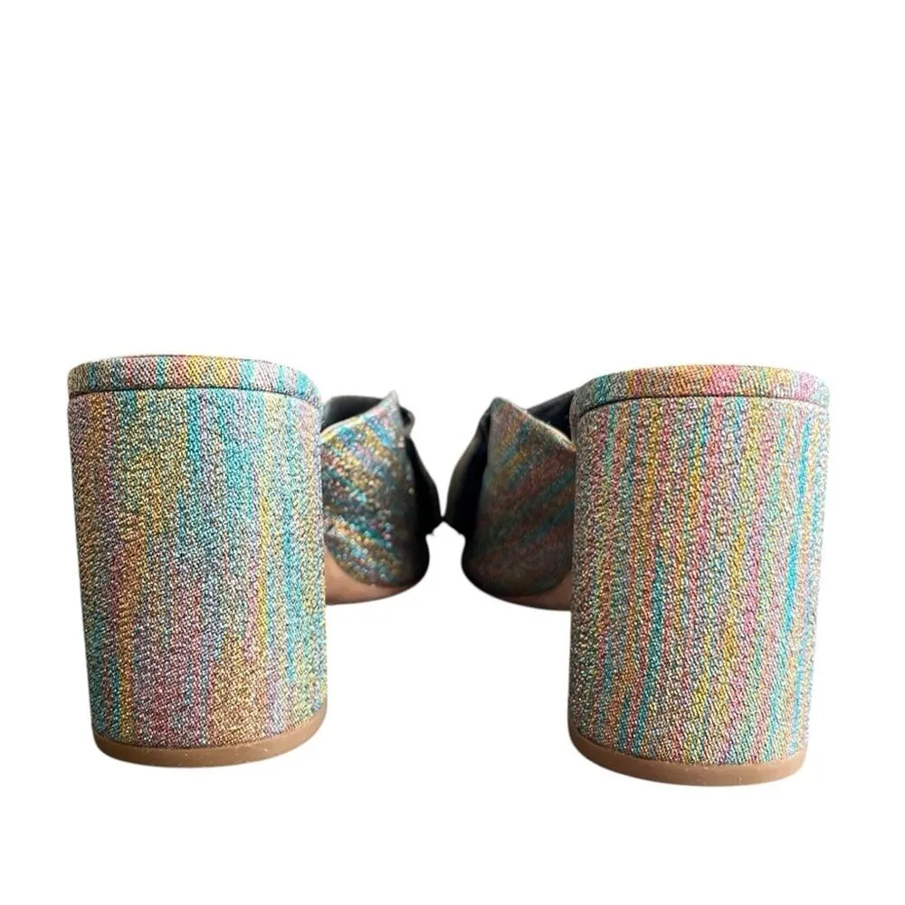 Loeffler Randall Esme Rainbow Ruffle Slide Open Toe Metallic Block Heel Sandals - Image 8