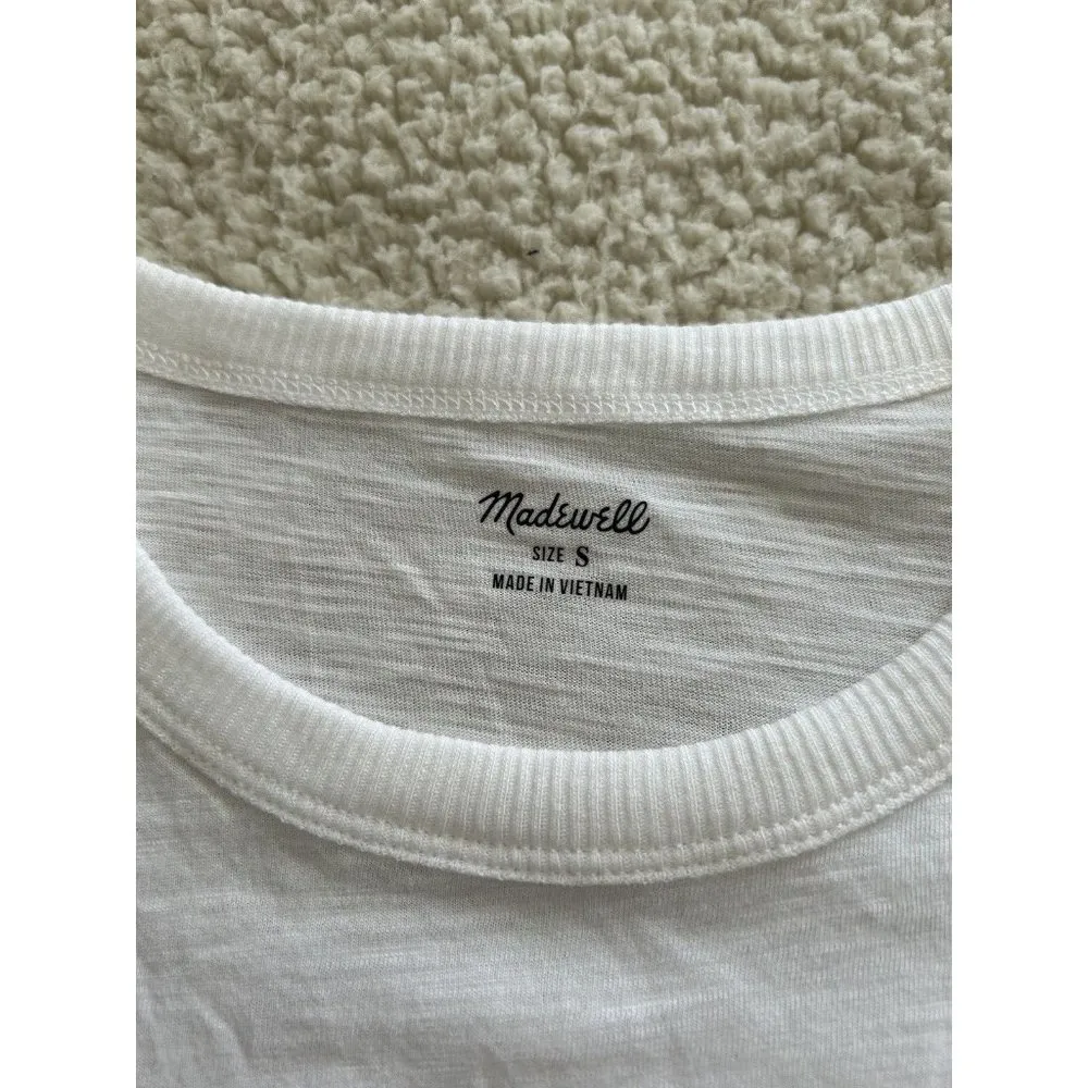 Madewell Women's Whisper Cotton Rib Crewneck Tee, Optic White Size S - Image 5