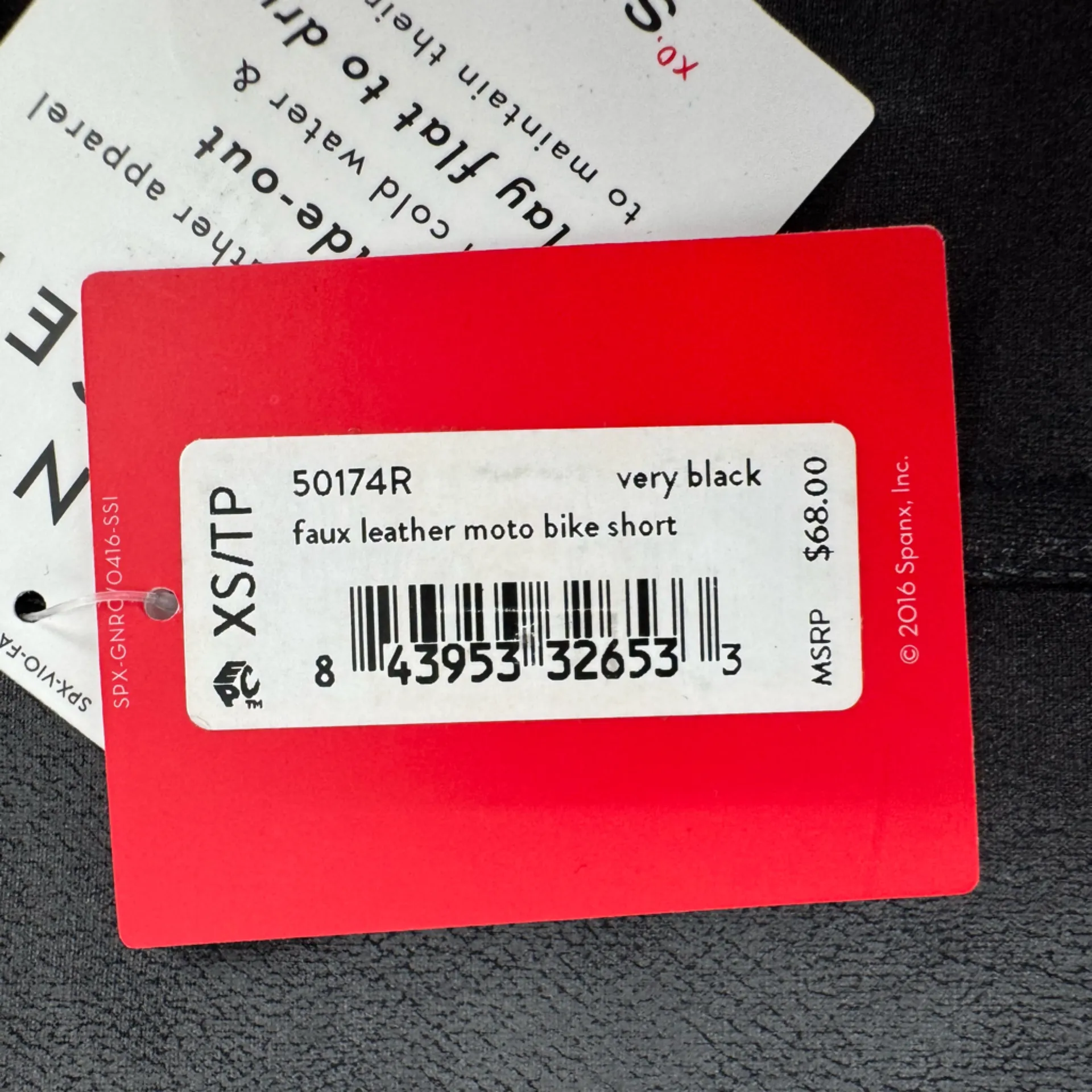 Spanx Faux Leather Moto Bike Short In Very Black Size XS NWT - Image 5