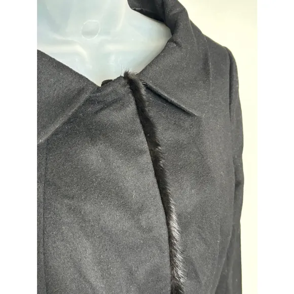 Ann Taylor‎ Virgin Wool Cashmere Felted Blazer Jacket Size 8 Faux Mink Fur Edge - Image 2