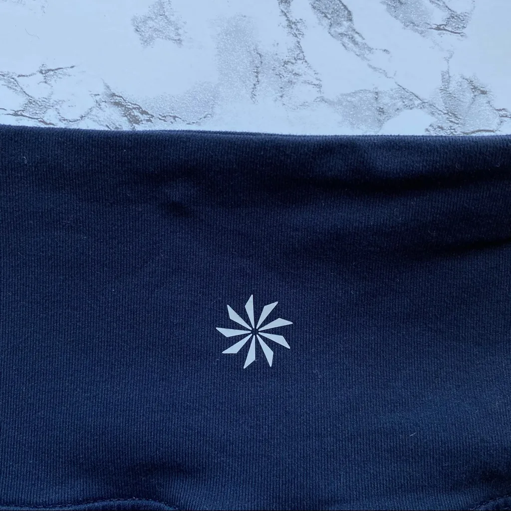 Athleta High Rise Bloom Chaturanga Tights Leggings Navy Floral Side Stripe XS - Image 8