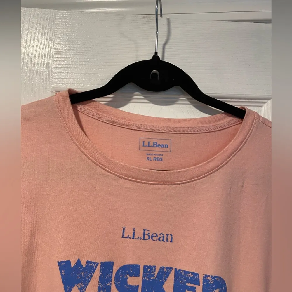 L.L. Bean Size XL Long Sleeve Crew Neck Tee Short Wicked Cozy Graphic Print Pink - Image 5