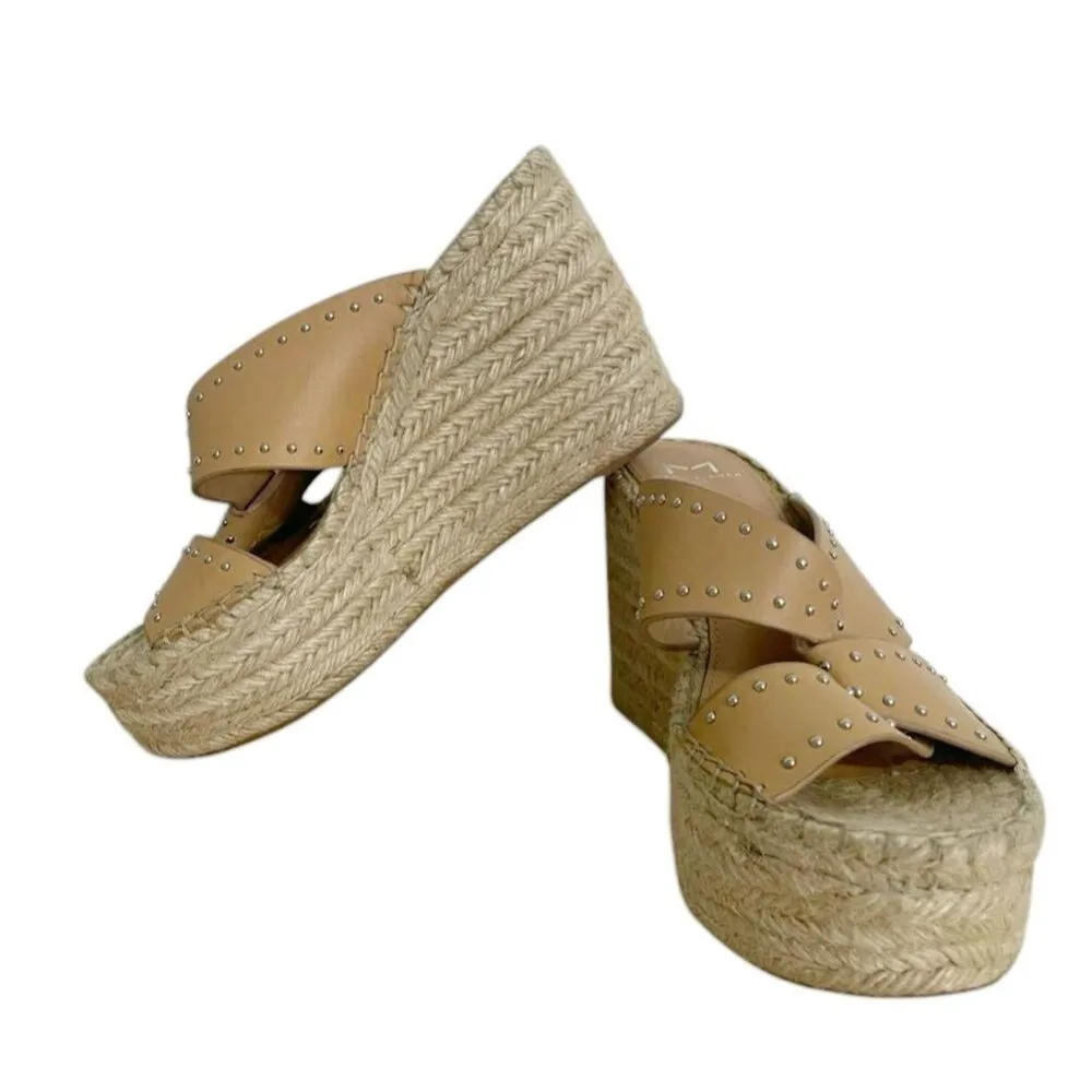 Marc Fisher Size 7 Wedge Espadrille Studded Beige Camel - Image 6
