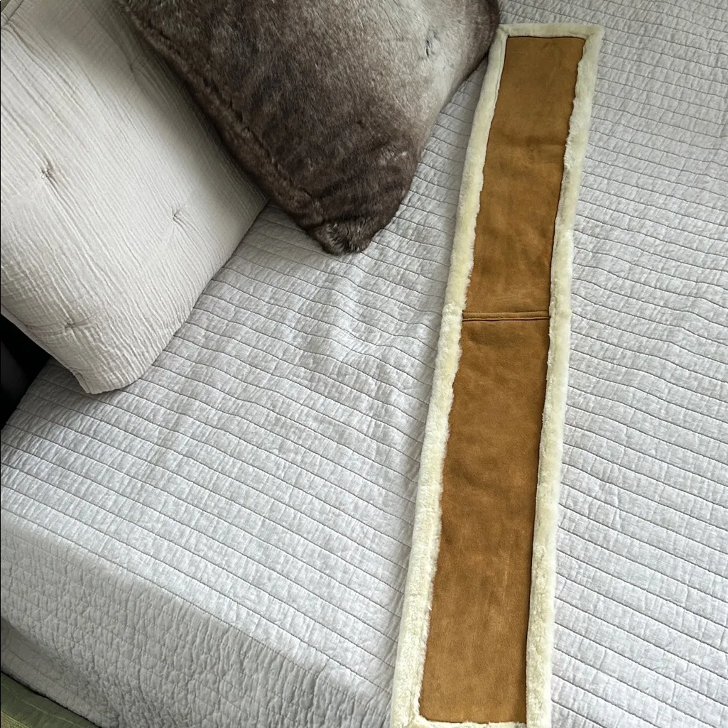 J. Crew faux suede tan cream soft Shearling boho western neck wrap scarf OS - Image 6