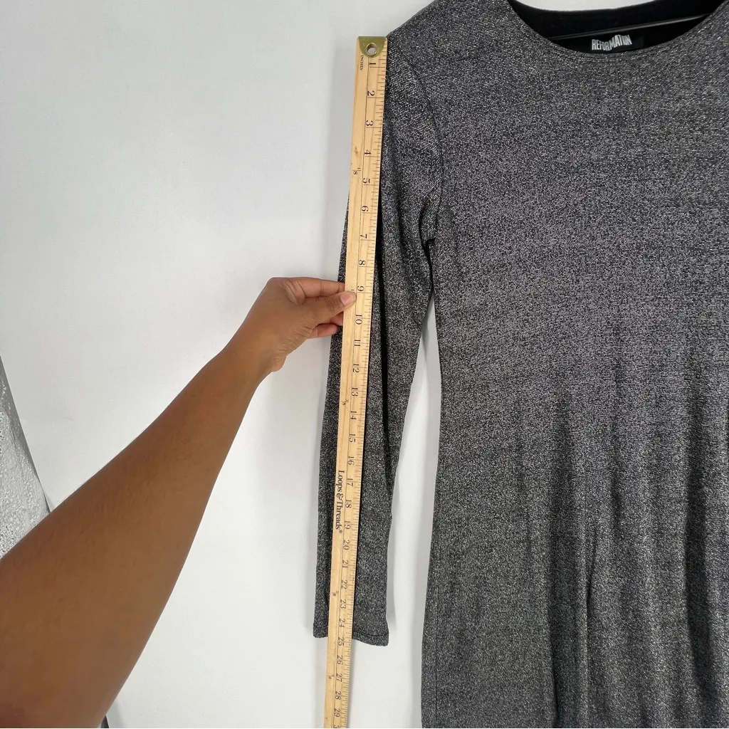 Reformation Esen Knit Dress in Chrome Sparkle Metallic Long Sleeve Party Dress - Image 13
