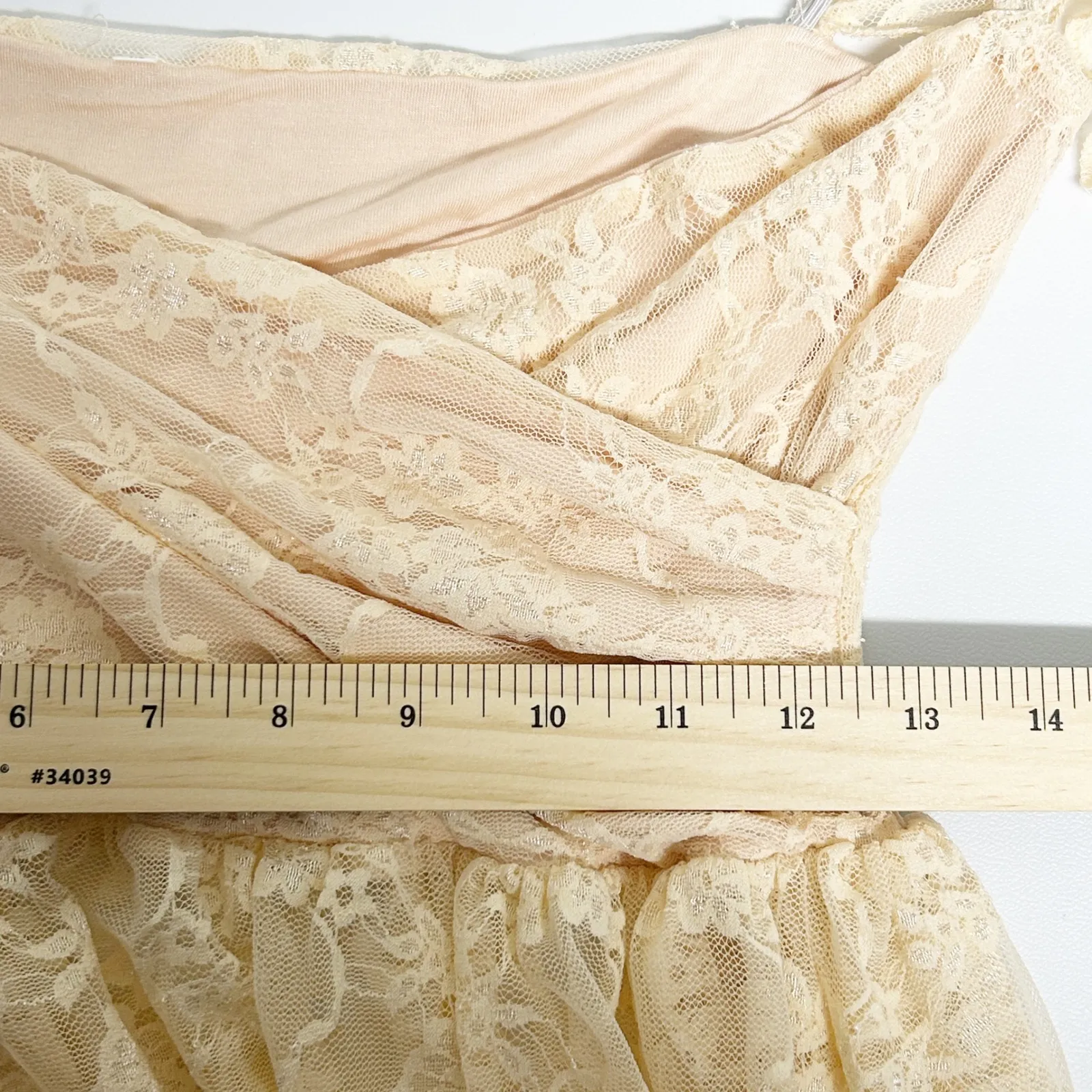 Womens Sheer Lace Off Shoulder Maternity Pregnancy Photoshoot Maxi Dress Size M Tan Size M - Image 10