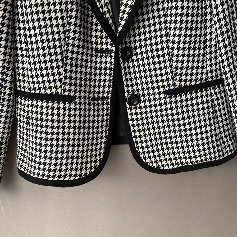 Kasper sz 6 black‎ white houndstooth work career Vintage blazer jacket - Image 7