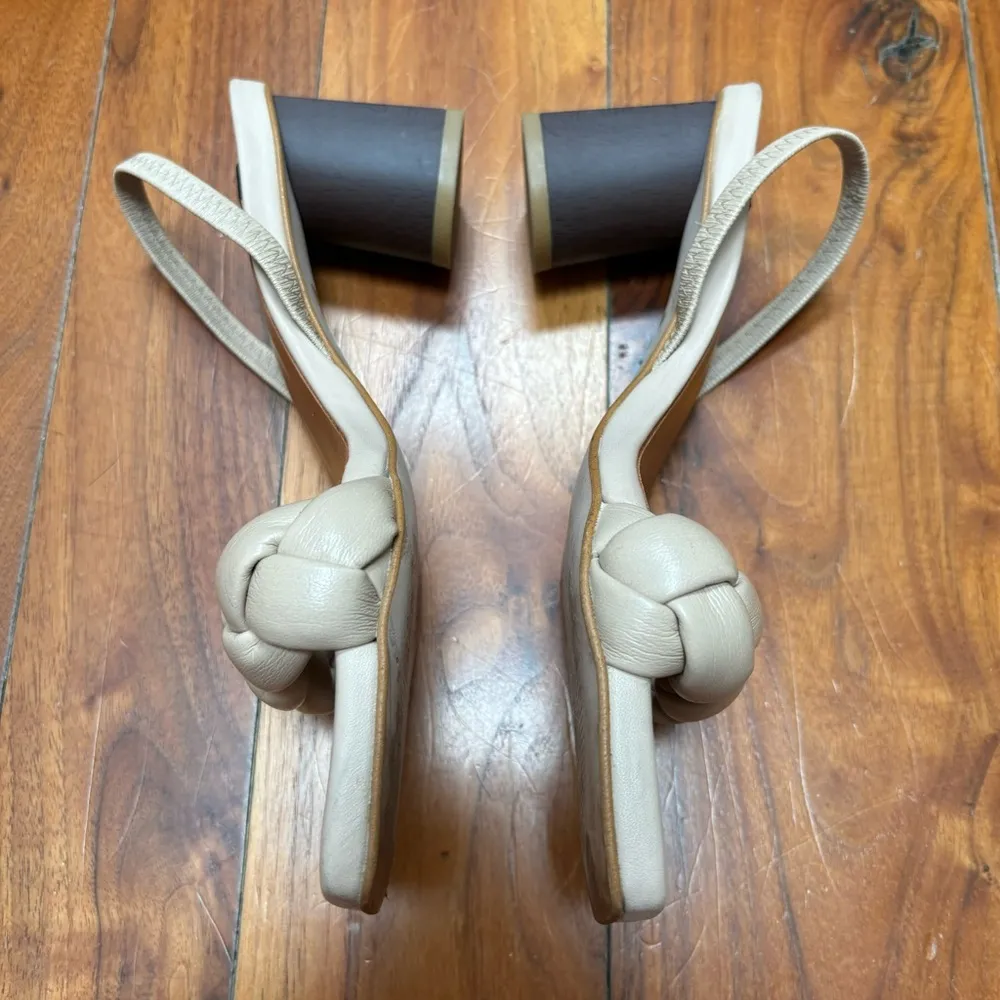 Anthropologie Angel Alarcon Puffy Braid Heeled Slingback Sandals in Beige 6.5 - Image 6