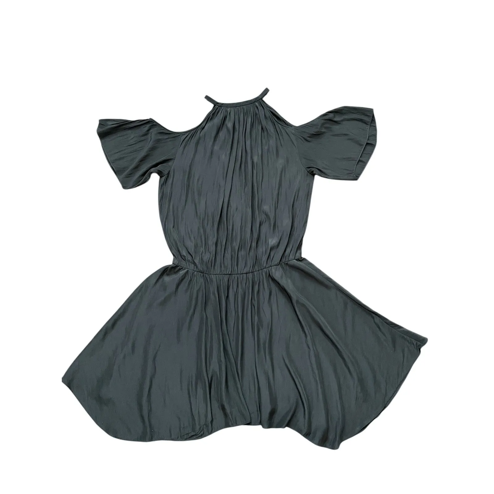 Ramy Brook Eileen Black Mini Dress Cold Shoulder Halter Neck Silky Medium - Image 3