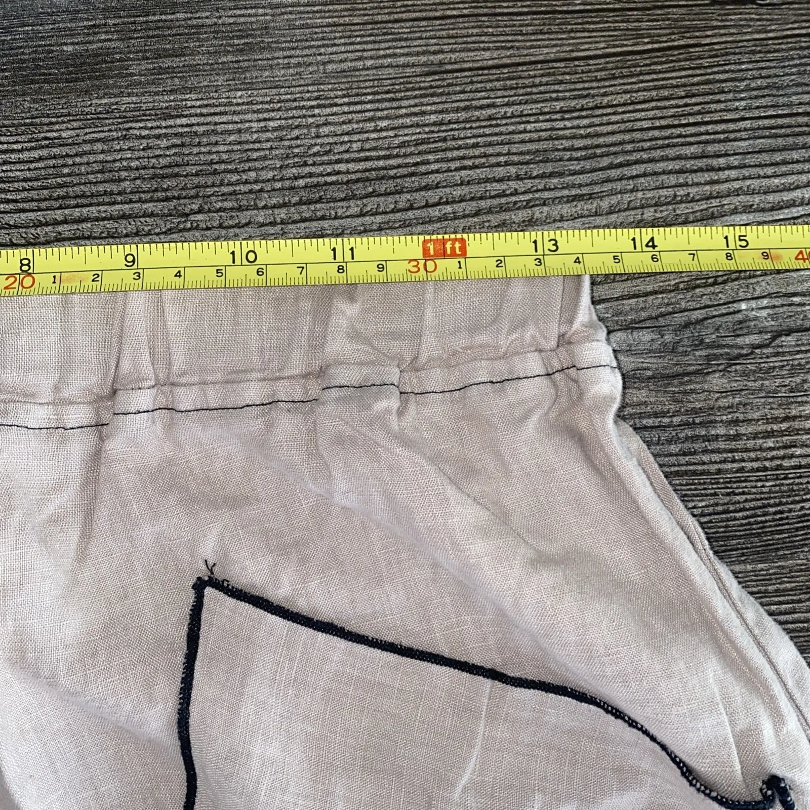 Cynthia Ashby Wide Leg 100% Linen Sz Small Pull On Lagenlook Pants Wide Pockets Gray - Image 9