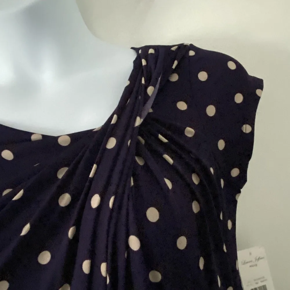 Laura Jeffries Eggplant Polka Dot Twisted Neckline Midi Dress Size 14, NWT - Image 5