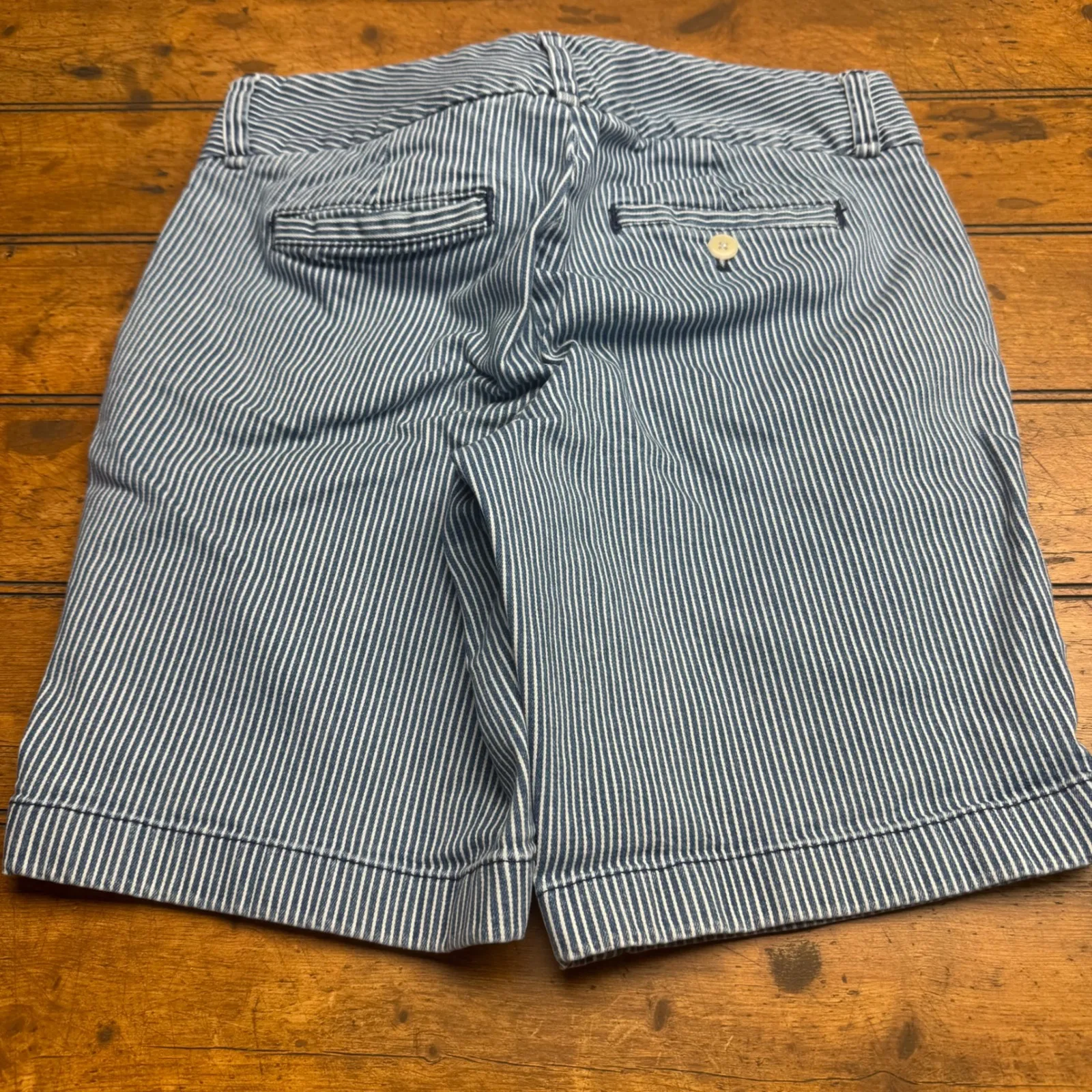 J. Crew Andie Striped Denim Shorts Women's Size 4 Blue White Casual - Image 5