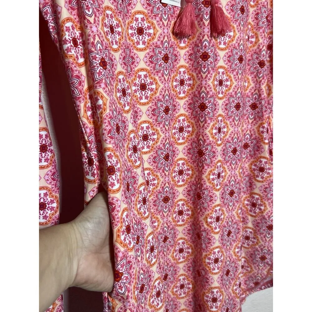 Aqua et Sol Resort Dress Hooded Swim Cover Up Pockets Pink Size Large UV Protect - Image 9